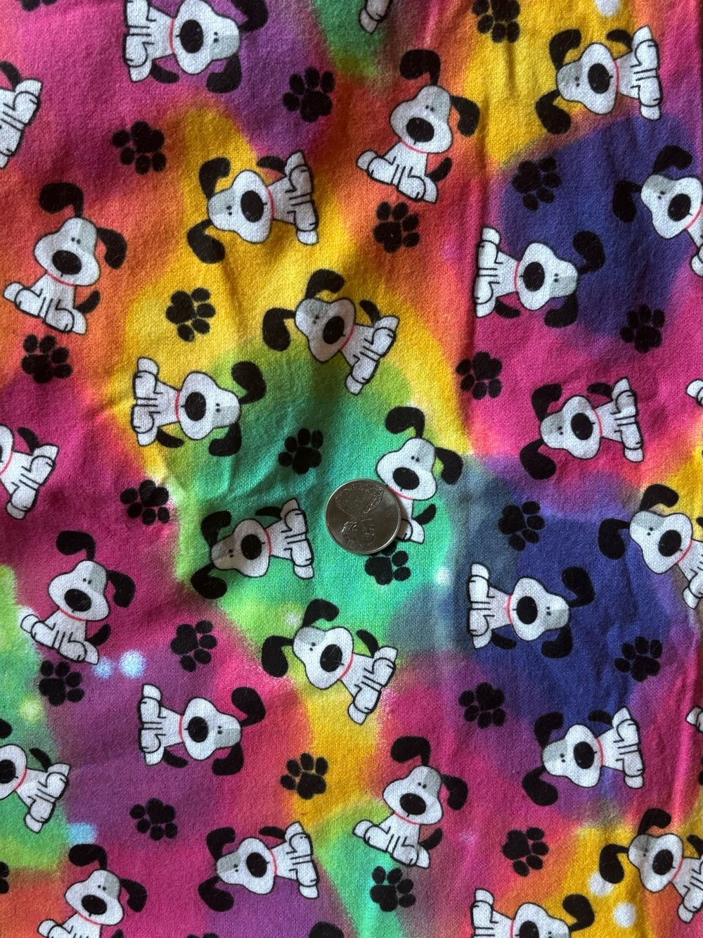 Doggy Paws Tie Dye Flannel Fabric Perfect for Fur Babies 36”x42” New